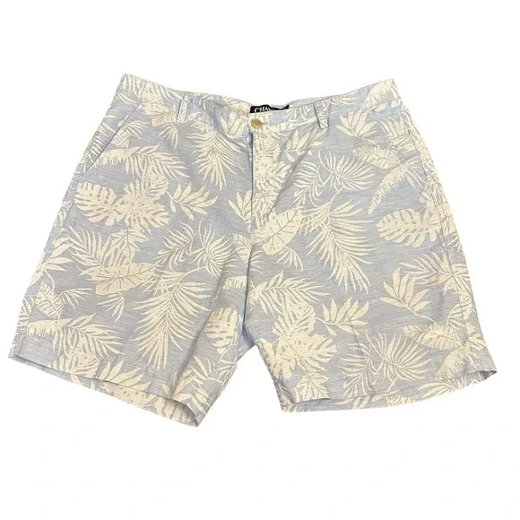 Men's Chaps Shorts, Blue/White 100% Linen Tropical Hawaiian Size 38, - Picture 1 of 2